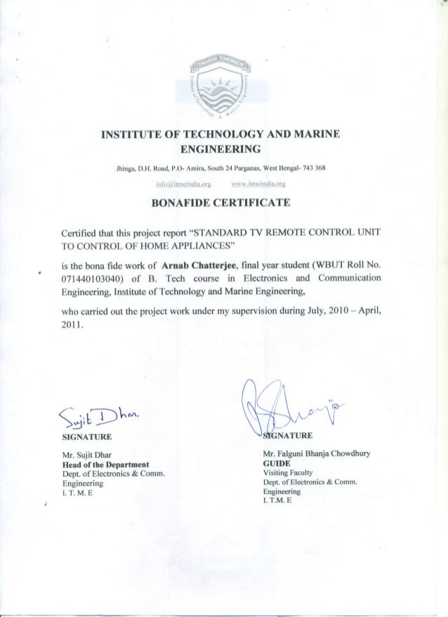 Certificate Upon Pletion Of Final Year Project Work