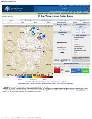 Local Radar Loop 64 km yarrawonga radar loop sprays 16.00, 21.1.11