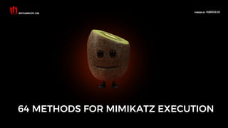 64 METHODS FOR MIMIKATZ EXECUTION
HADESS.IO
POWERED BY
REDTEAMRECIPE.COM
 