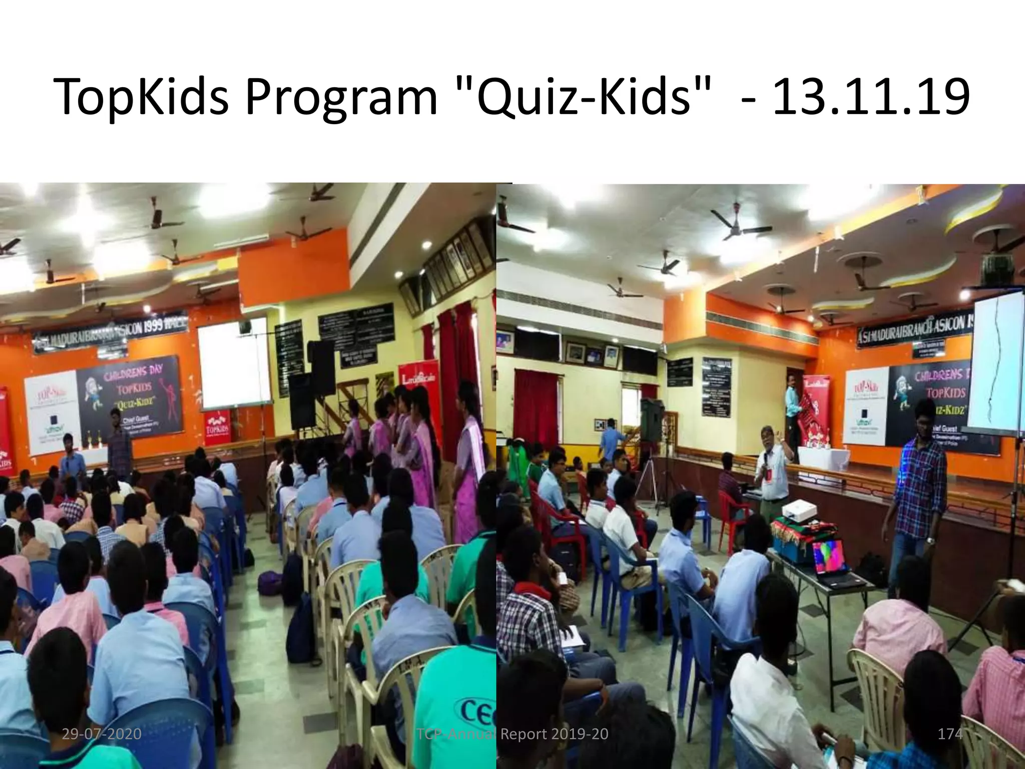 TopKids Program "Quiz-Kids" - 13.11.19
29-07-2020 TCP-Annual Report 2019-20 174
 