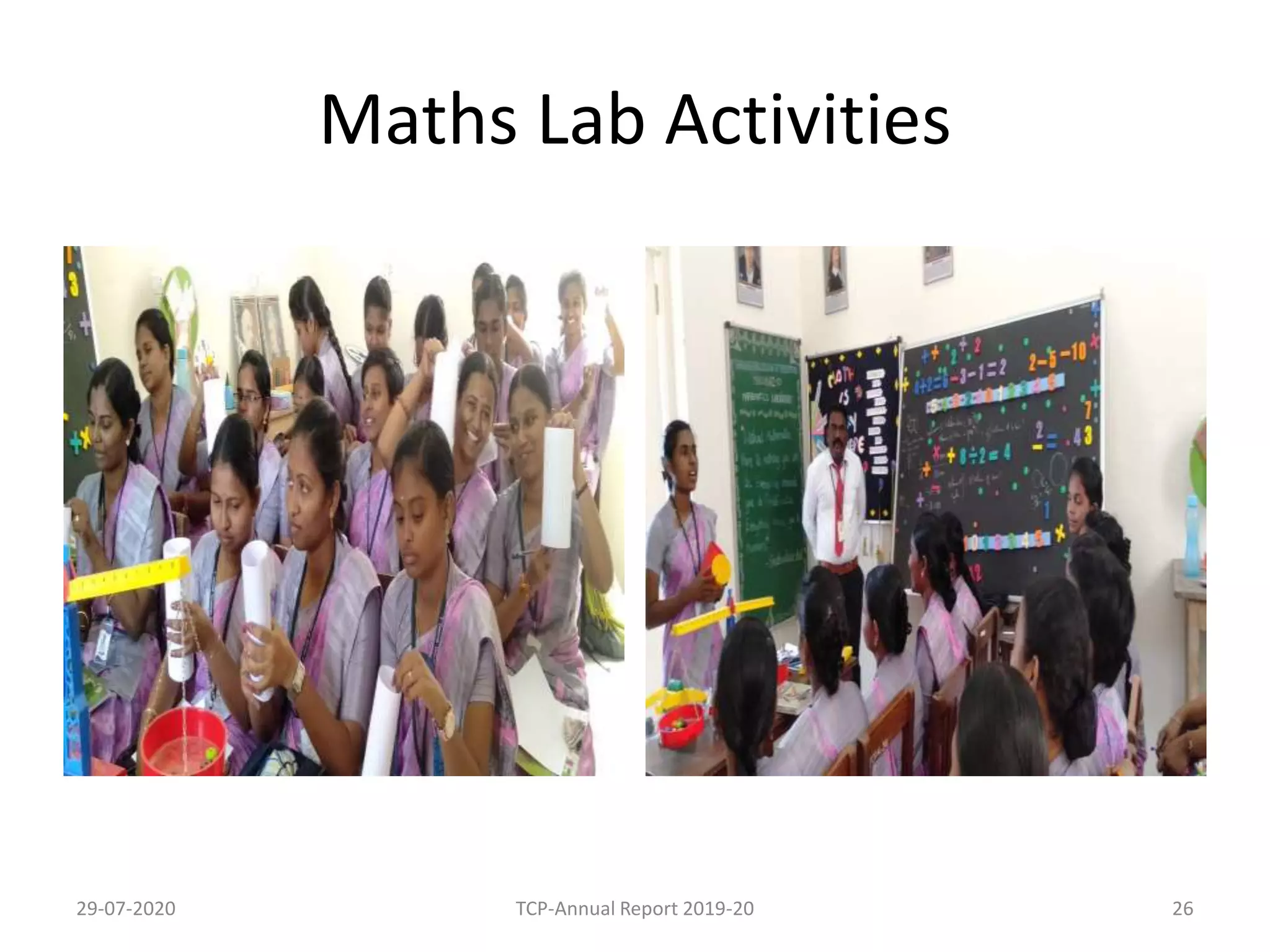 Maths Lab Activities
29-07-2020 TCP-Annual Report 2019-20 26
 