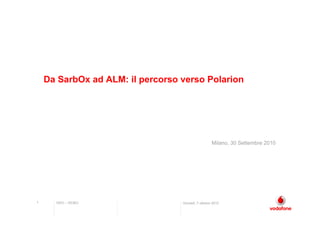 Da SarbOx ad ALM: il percorso verso Polarion




                                                    Milano, 30 Settembre 2010




1     NSO – ISD&O                 Giovedì, 7 ottobre 2010
 