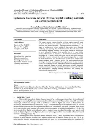 Systematic literature review: effects of digital teaching materials on ...