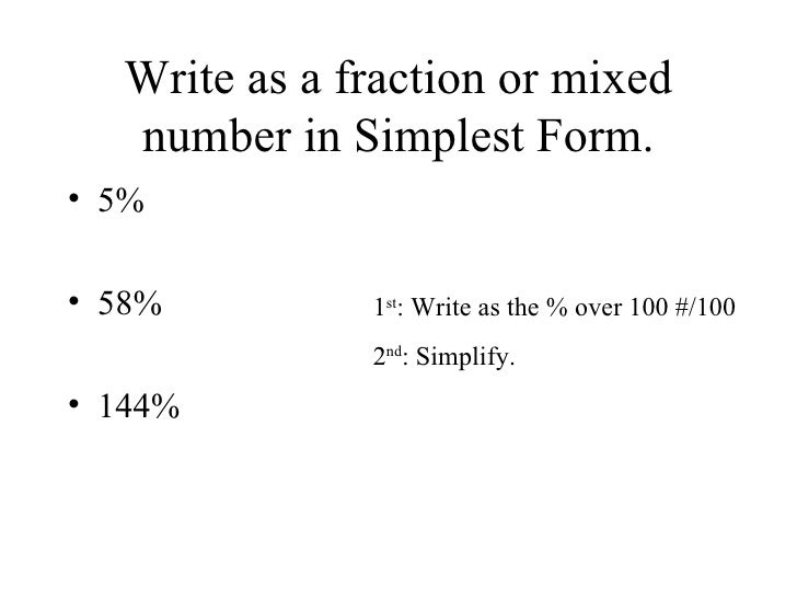 6 5 fractions decimals and percents how to write fractions in simplest form