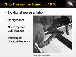    No digital representation

 Designs lost

 No computer
  optimization

 Interesting
  physical features



                      [Volk’01] Used with permission
 