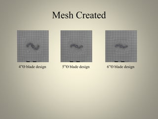 Mesh Created
4”ϴ blade design 5”ϴ blade design 6”ϴ blade design
 