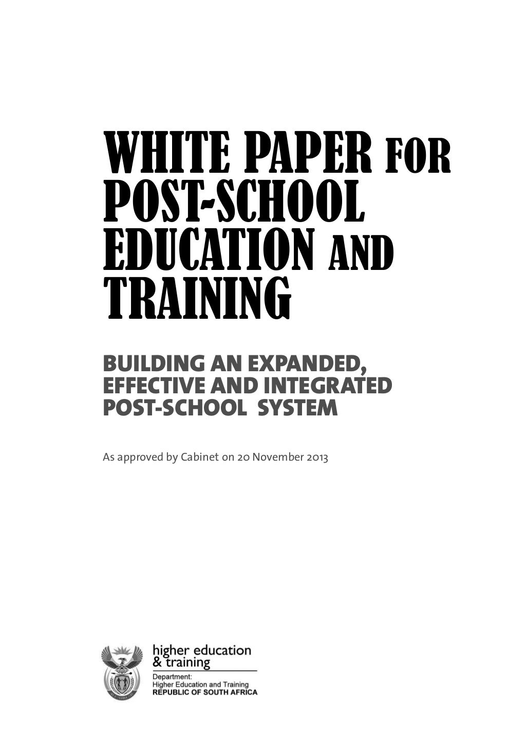 the white paper for post school education and training