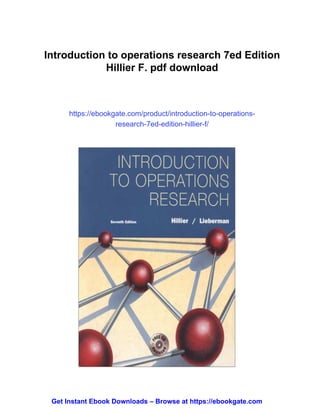 Introduction to operations research 7ed Edition Hillier F. | PDF