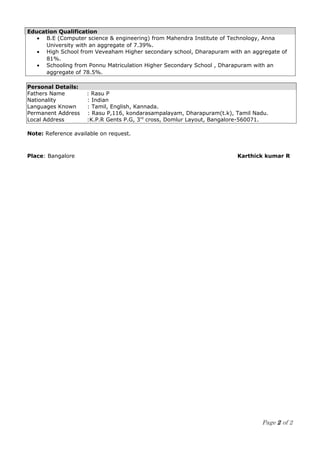 Rasu P Resume | DOC
