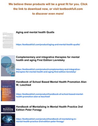 Handbook of Mental Health and Aging 3rd Edition Nathan Hantke (Editor ...