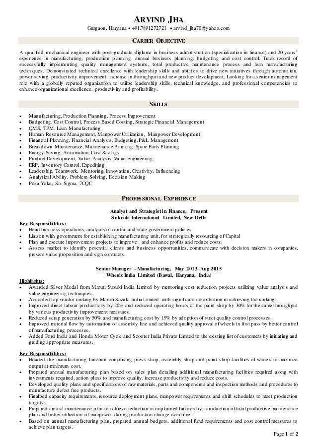 resume arvind jha