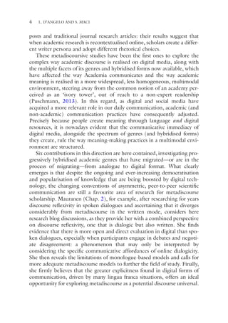 Metadiscourse in Digital Communication: New Research, Approaches and ...