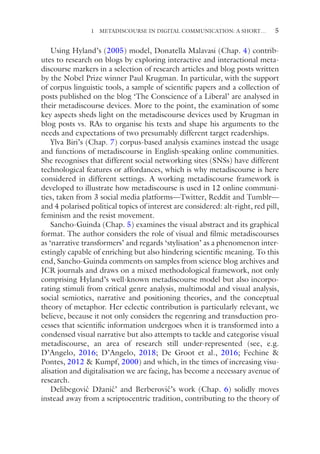 Metadiscourse in Digital Communication: New Research, Approaches and ...