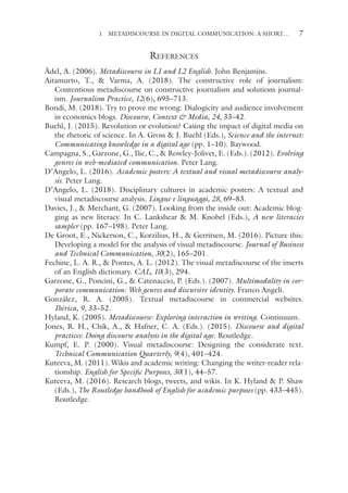 Metadiscourse in Digital Communication: New Research, Approaches and ...