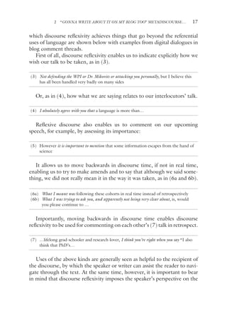 Metadiscourse in Digital Communication: New Research, Approaches and ...