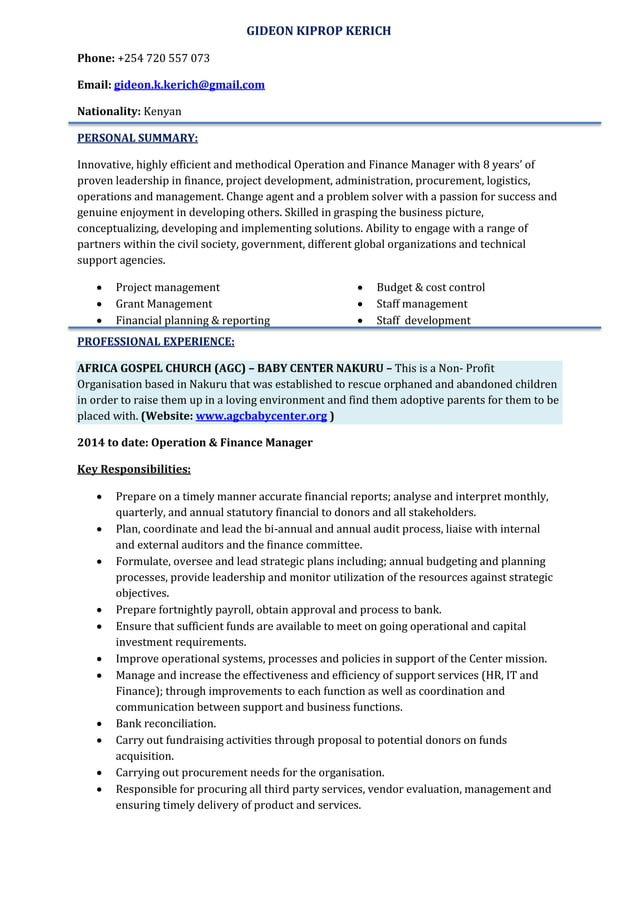 GIDEON KIPROP KERICH C.V