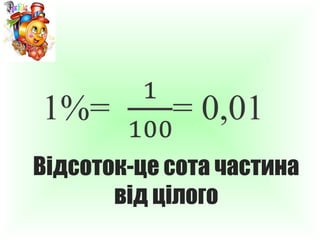 Відсоток-це сота частина
від цілого

 