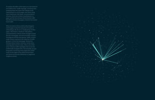 12 13
To analyze the effect of this layout on user behavior
we looked at the “traffic topology” of several sites,
breaking them into those with infinite scroll
implemented on article pages, and those using
more traditional, link based, recommendation
schemes. Each dot in these visualizations is a
page, and the line between them denotes traffic
that flows between the pages; a heavier line means
more traffic.
What we observe from traditionally designed
article pages is that the majority of readers, if
redirecting at all, do so to a small group of other
pages. This forms a “starburst” like pattern,
characterized by a dense cluster of pages around
the site’s homepage, and several smaller clusters
forming just off this main group. Traffic to these
small clusters represents the majority of traffic
going to or from the homepage. Interaction
between these clusters, however, rarely exists,
creating dead-ends for users. This is one of the
most common traffic topologies that we see for
traditionally designed sites. Occasionally, you get
long paths connecting many pages (the visible
loops on the edges of the starburst) but these
are almost exclusively slideshows or paginated
longform articles.
 