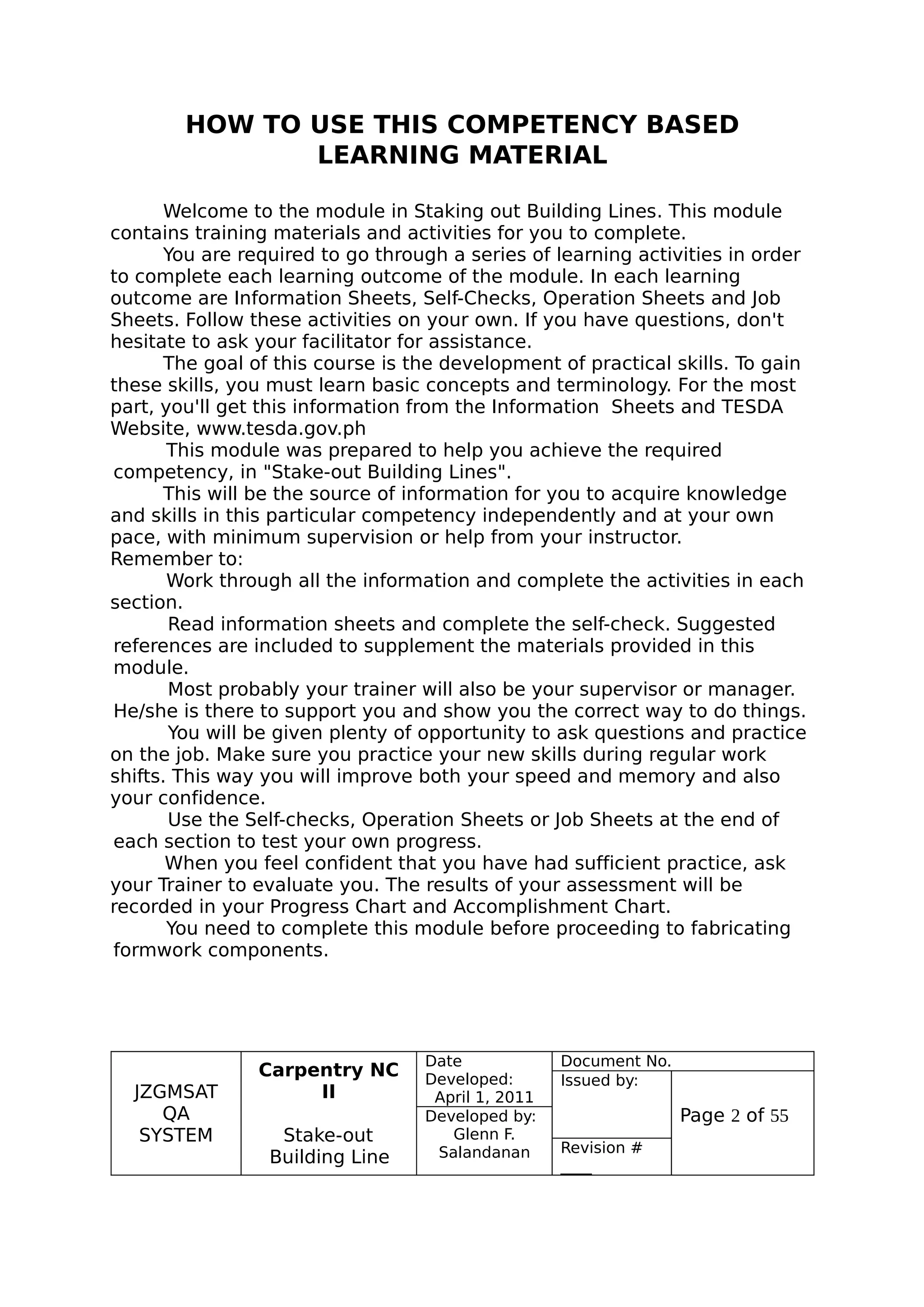 COMPETENCY BASED LEARNING MATERIALS CARPENTRY-staking-out-building ...