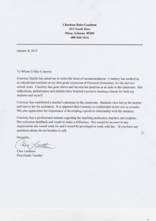 Mrs. Char's Reference Letter