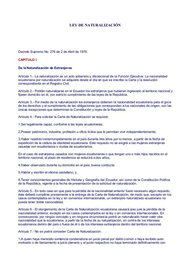 Ley De Naturalizacion
