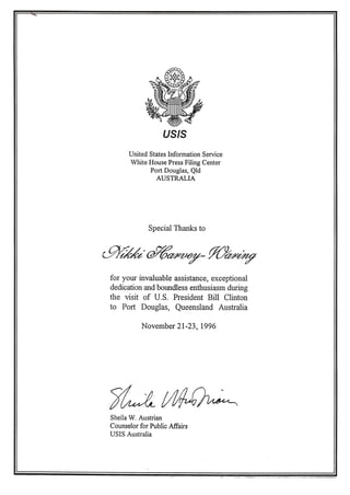 1996-USIS-Thank you-Clinton Visit