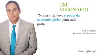 UM
VISIONÁRIO
“Nossa visão leva o poder da
economia global para cada
porta.”
Ron Williams
Fundador, CEO, Presidente
 