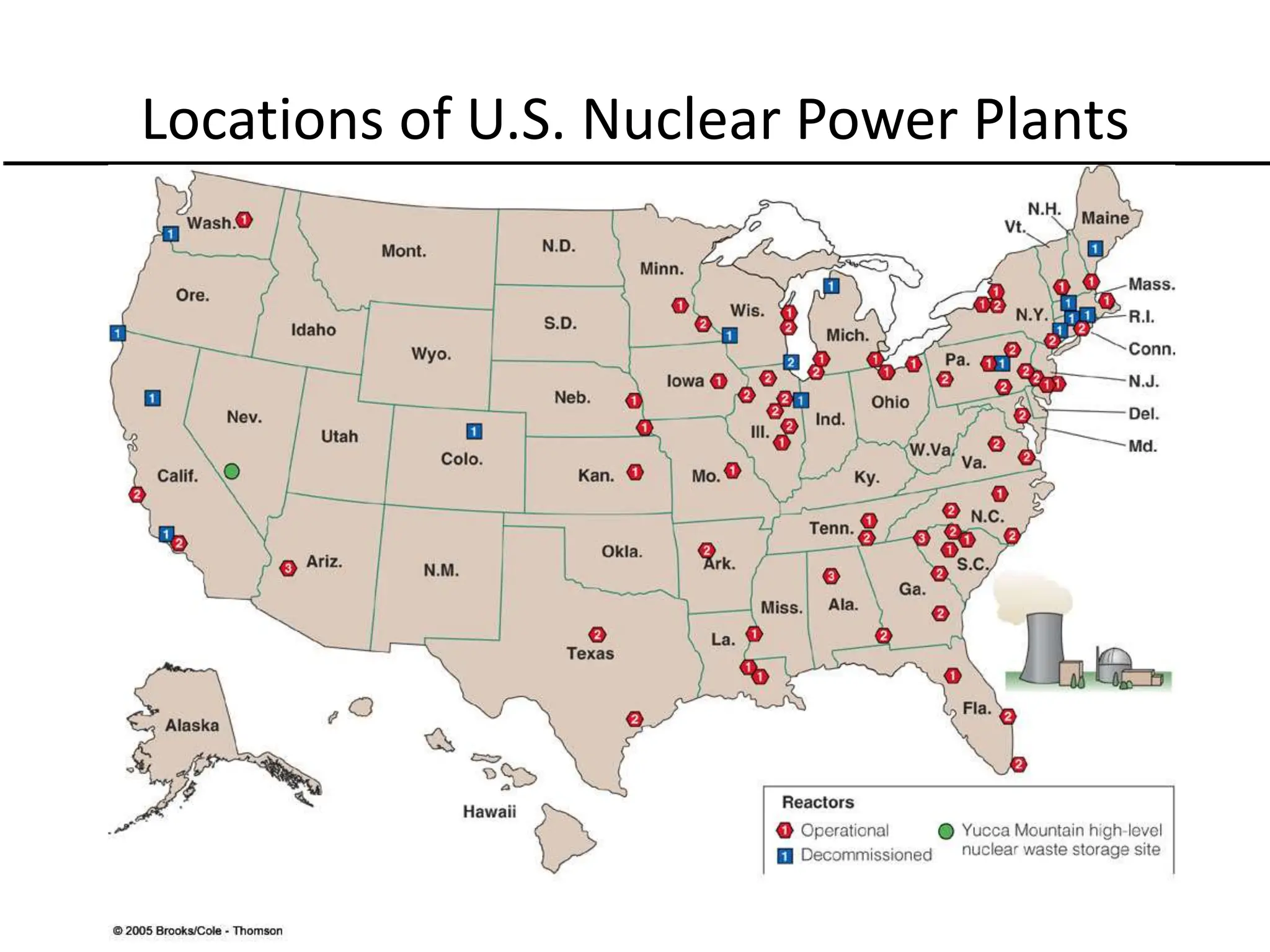Locations of U.S. Nuclear Power Plants
 