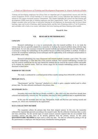 A Study on Effectiveness of Training and Development Programme in ...