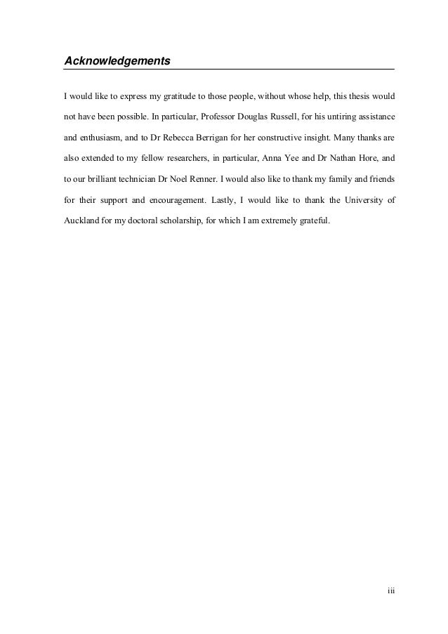 Acknowledgement of phd thesis ku