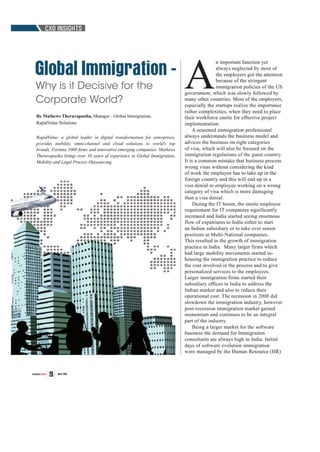 Corporate Immigration Consultants Special - April 2016 - Consultants Review Magazine