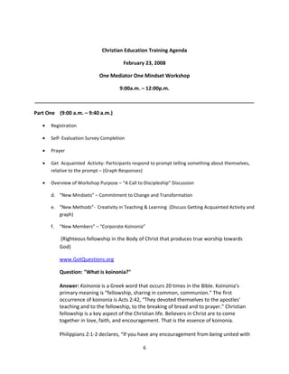 One Mediator One Mindset Workshop Agenda    97-2003 document