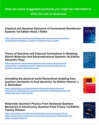 From Quantum to Classical Molecular Dynamics Christian Lubich download ...