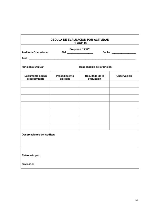 Auditoria Operativa Auditoria Operativa