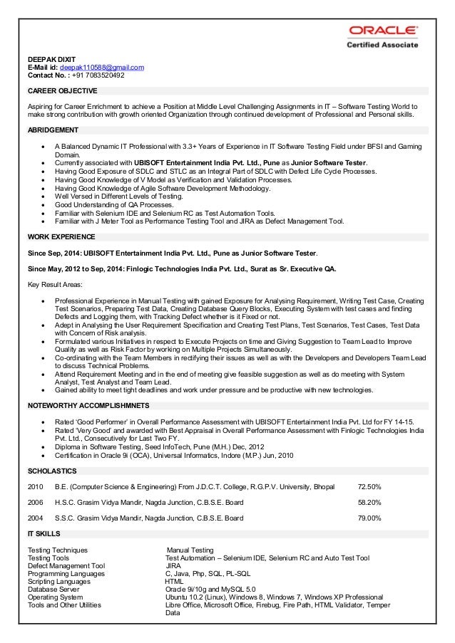Dixit resume format