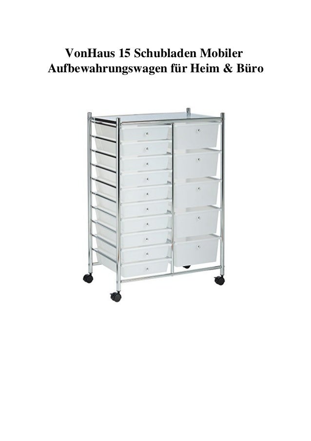 VonHaus 15 Schubladen Mobiler Aufbewahrungswagen für Heim & Büro