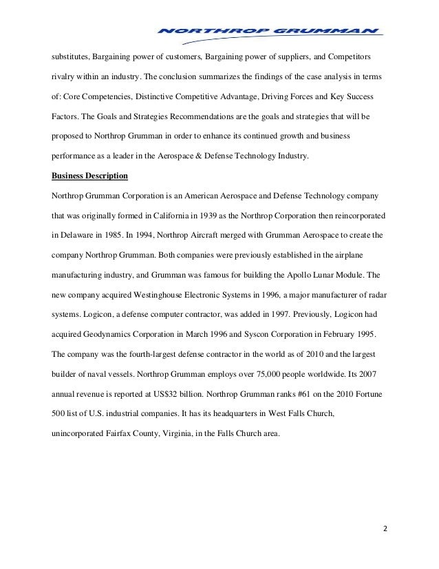analysis of northrop grumman northrop grumman offer letter