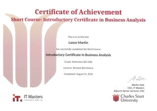 Intro Cert in Business Analysis