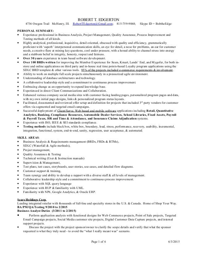 ba pm qa full resume resume ba