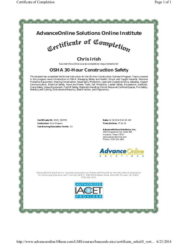 Osha 30 Certificate Template Best Professionally Designed Templates Osha 30 Certificate Template Best Professionally Designed Templates