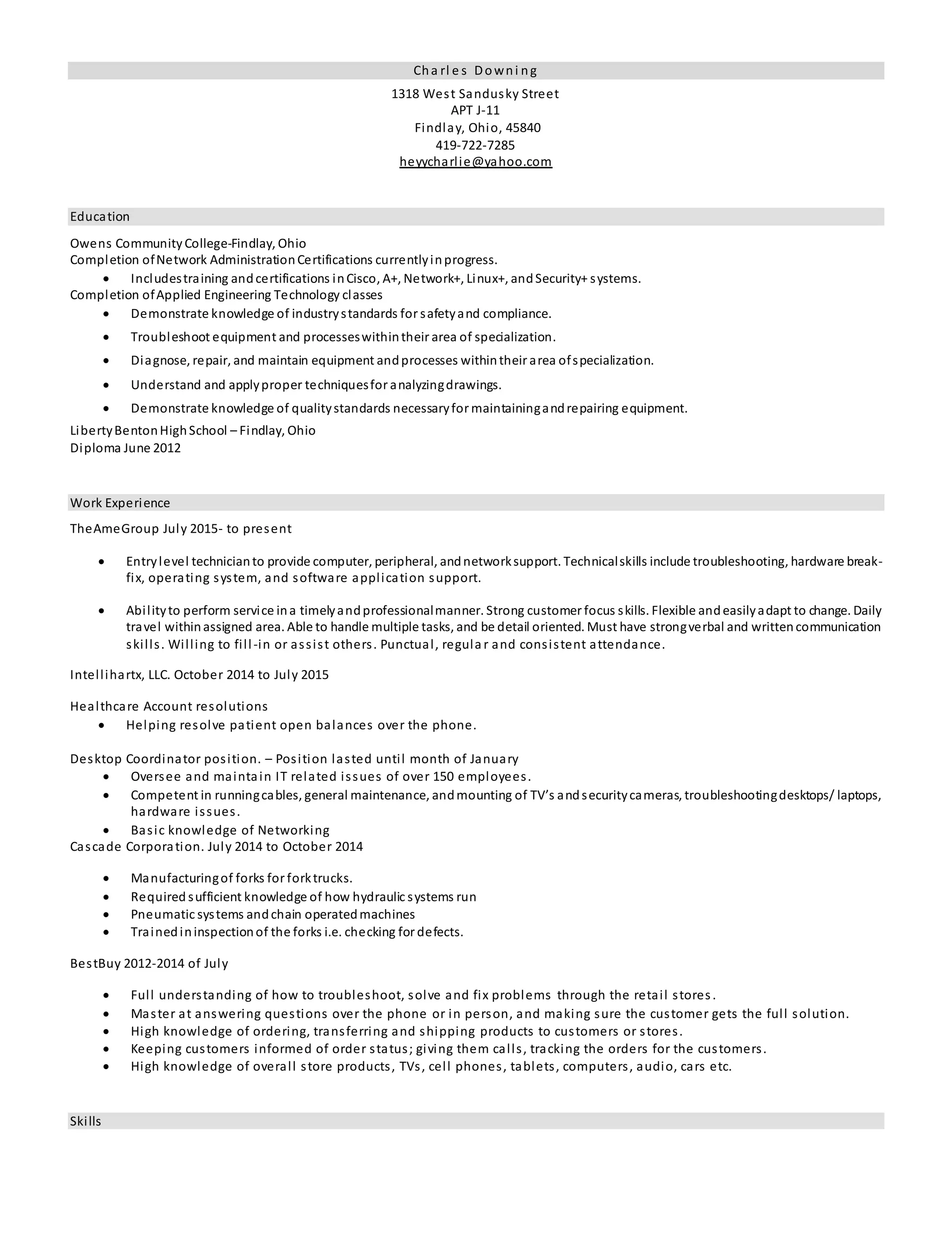 Resume 2016 | PDF