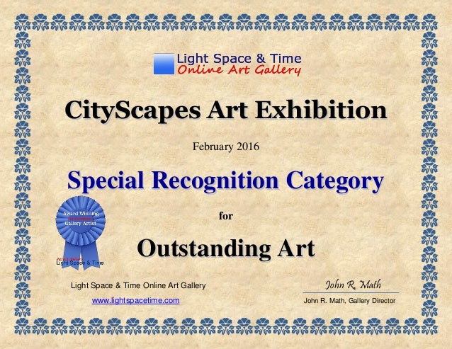 special recognition cityscapes 2016 art exhibition certificate
