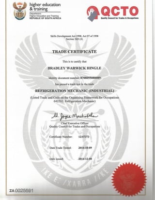 trade certificate