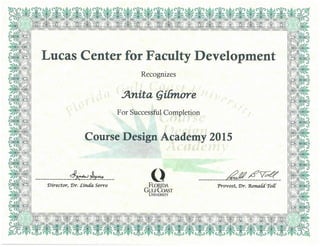 FGCU Course Design Academy Certificate