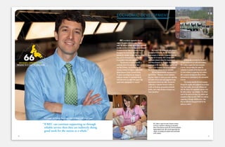 REC is an electric cooperative that can
support the needs of all of its users−large or
small. REC delivers reliable service to its residential
members and also meets the large power demands
of commercial and industrial members located
throughout its service area. Electricity is a
necessity for members to enjoy their day-to-day
lives, and, for the businesses served by REC,
it is essential to their daily operations.
“The electricity we receive from REC is
extremely vital to the work we do here,”
says Raul Arbelaez, vice president for the
Insurance Institute for Highway Safety (IIHS)
vehicle Research Center in Greene County.
“It powers everything from our laptops to
testing our dummies for operations during
crash tests and to our lights that support high
speed motion photography for research.”
Like many of the commercial and industrial
members served by REC, the IIHS depends on
large amounts of electricity to operate important
functions for its business. REC’s strong electric
distribution network allows the Cooperative to
meet these demands for electricity. Knowledgeable
employees at REC also offer energy expertise and
support to the businesses they serve to enhance
the relationship between the two companies.
“REC has been extremely responsive to us,”
says Arbelaez. “Whenever we have questions,
they have helped us resolve any issues regarding
our facility infrastructure and suggested energy
improvements that we can make. Having that
relationship is important because it allows us
to pick up the phone, get questions answered
quickly, and to make decisions to improve our
future operations.”
By being able to provide for the needs
of large commercial and industrial members,
REC is able to support the local economies
it serves. From providing the means for
companies to expand and develop more jobs
for local residents to supporting local vendors,
REC’s economic development efforts further
demonstrate its commitment to the communities
it serves.
“Our business benefits the local economy
through the supplies and equipment we purchase
from local vendors, but we also influence not
only the safety of the population around us but
the entire country,” says Arbelaez. “As a direct
result of the work we do here, the vehicles and
occupants in them are safer. If REC can continue
supporting us through reliable service, then
they are indirectly doing good work for the
nation as a whole.”
REC’s ability to support the needs of business members
of all sizes is important to enhancing our communities.
Many of the businesses served by REC, like the Spotsylvania
Regional Medical Center (left) and the Virginia Inland Port
(above), are providing much needed services and benefits
to REC members.
economic deVelopment
66nEW BuSInESS COnnECTIOnS In 2011
THROuGHOuT THE 22 COunTY REC SERvICE REGIOn
“If REC can continue supporting us through
reliable service then they are indirectly doing
good work for the nation as a whole.”
Raul Arbelaez, Vice President, The Insurance Institute for Highway Safety, Greene County
14 15
REC_AnnualReport2011_Final_Pages.indd 16-17 5/10/12 2:43 PM
 