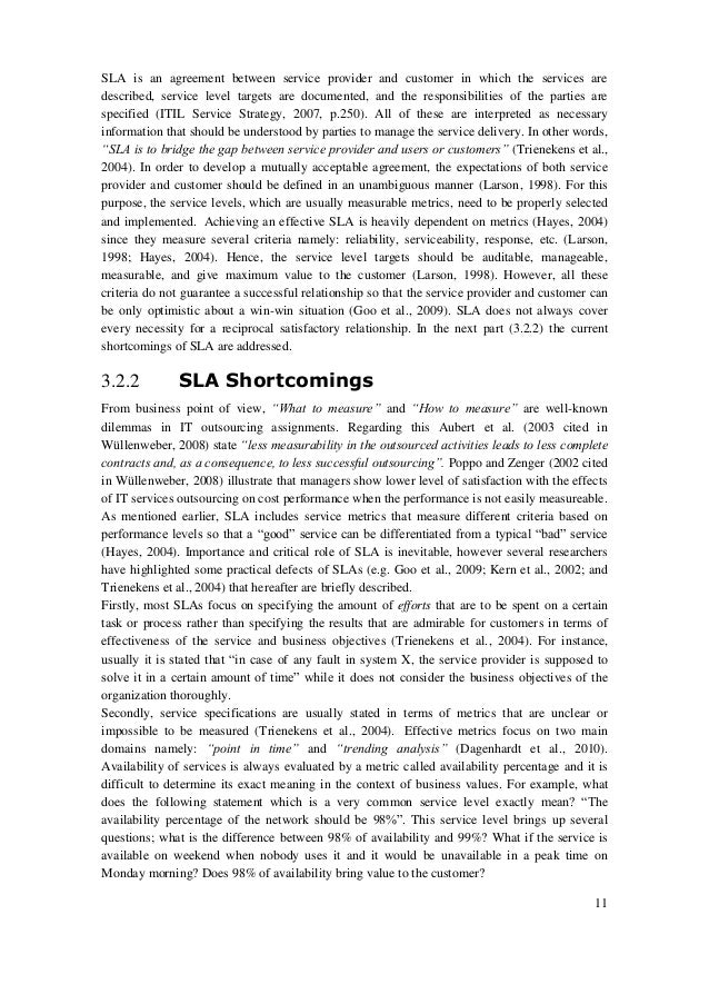 Service level agreement thesis