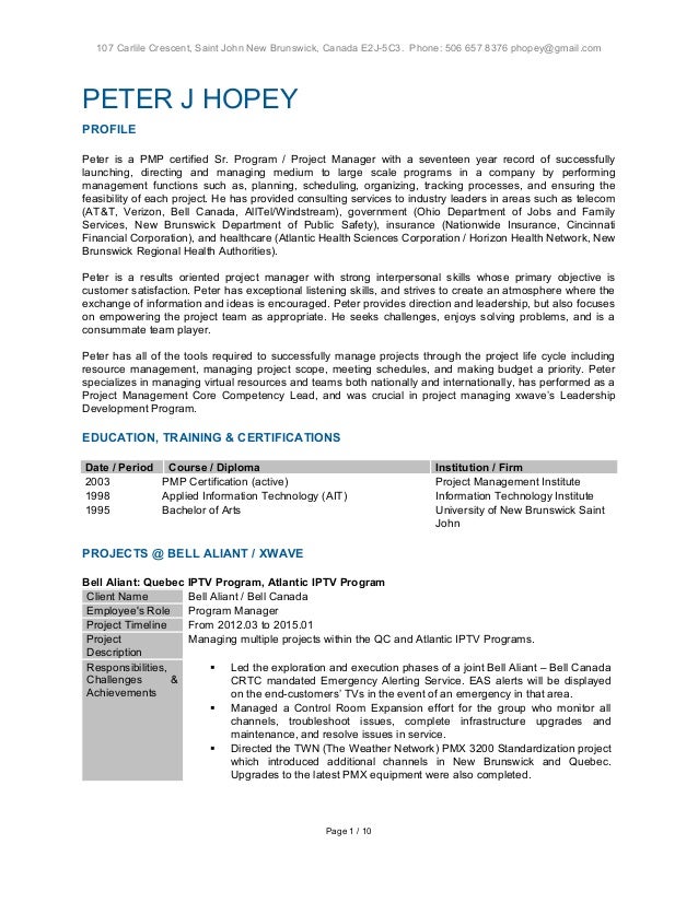 java project manager resumes