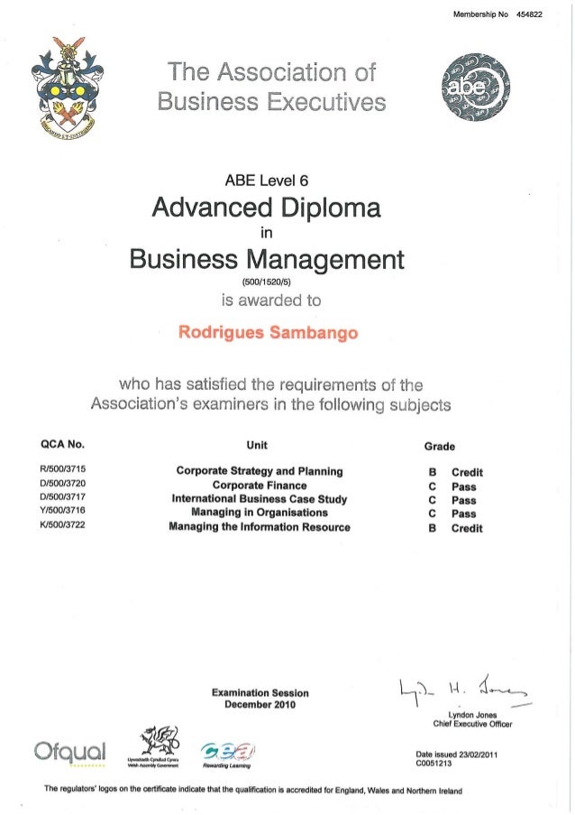 Advanced Diploma In Business Management