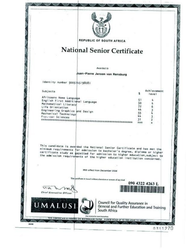 Matric Certificate