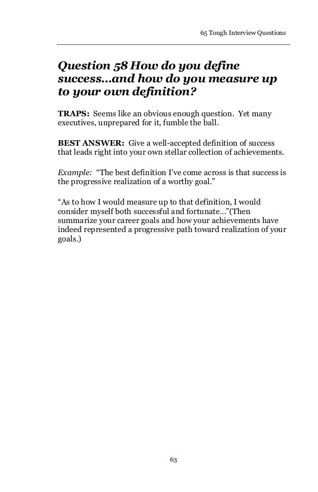 define success interview question